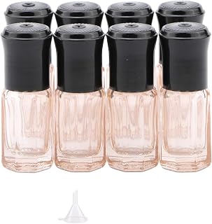 8Pcs 3ml Essential Oil Roller Bottles Glass Roll-on Vials | Empty Refillable Roller Ball Applicator Mini Massage Containers with Funnel for Perfume Lip Balms Aromatherapy, Light Pink