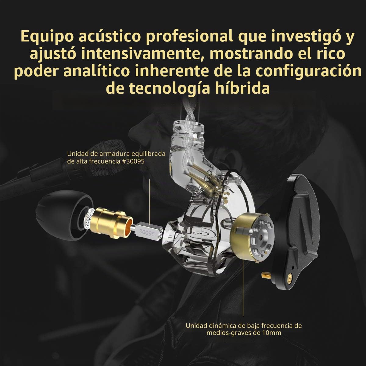 KZ ZSN Pro X - Auriculares in-ear de metal, tecnología híbrida 1BA+1DD, graves HiFi, auriculares deportivos con cancelación de ruido, color negro con micrófono
