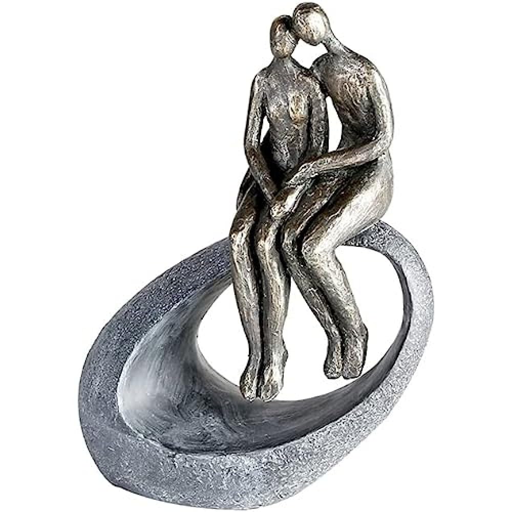 Casablanca modernes Design - Escultura - Figura Decorativa - Momento - Parejas - Poli - Color Bronceado - 27 x 19 cm