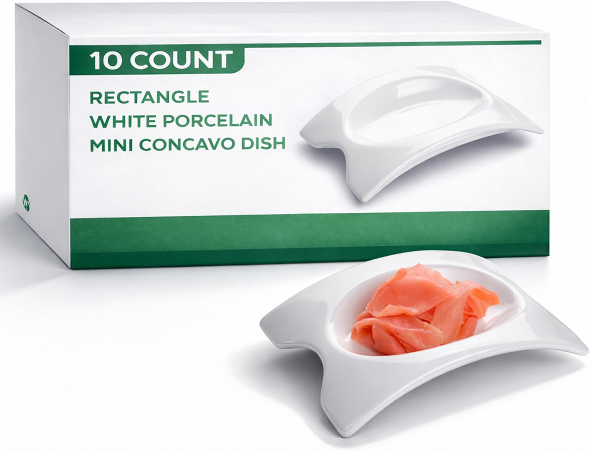 Restaurantware Porcelain Mini Dishes Pack of 10 Concave 4.1 x 2.9 Inches Chip-Resistant Porcelain Condiment Plates, Modern Tasting Dishes Durable White Concave Tableware For Appetizers