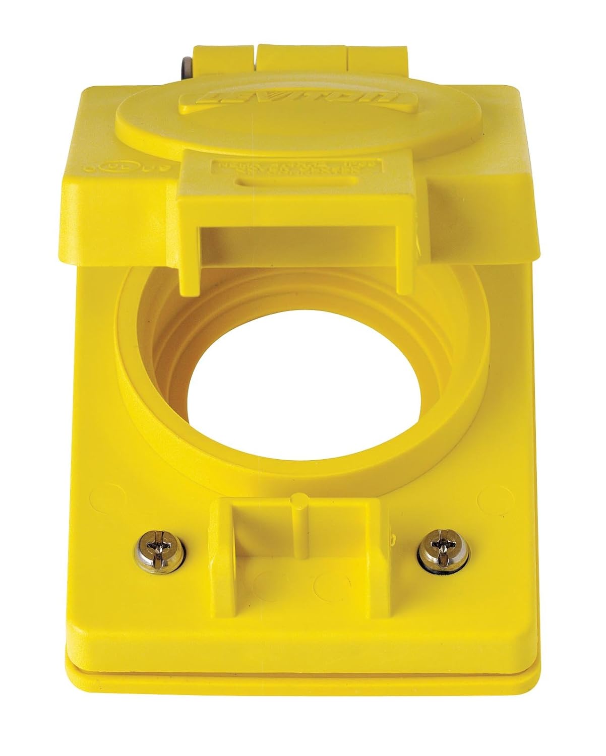 Leviton 1-Gang Receptacle Flip Lid, 20A Locking, Wetguard, Corrosion Resistant, Thermoplastic, 60W0-B, Black