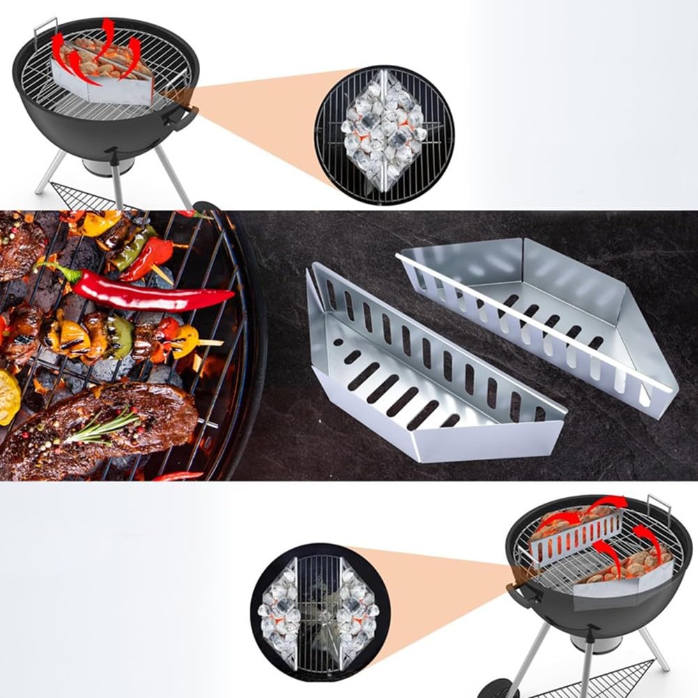 Boîtes à charbon de bois pour barbecue en acier inoxydable - Lot de 2 - Chaleur indirecte