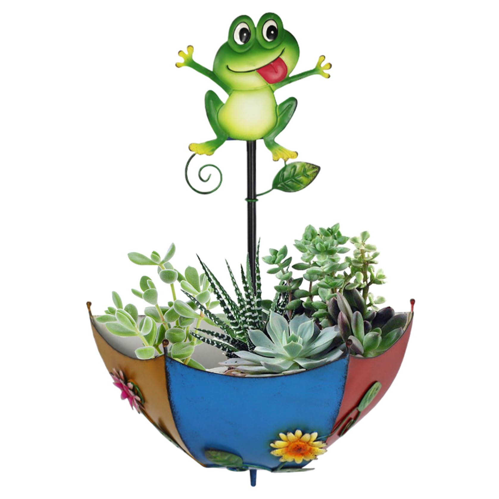 Jardinière murale avec drainage en forme de parapluie grenouille pour plantes d'extérieur