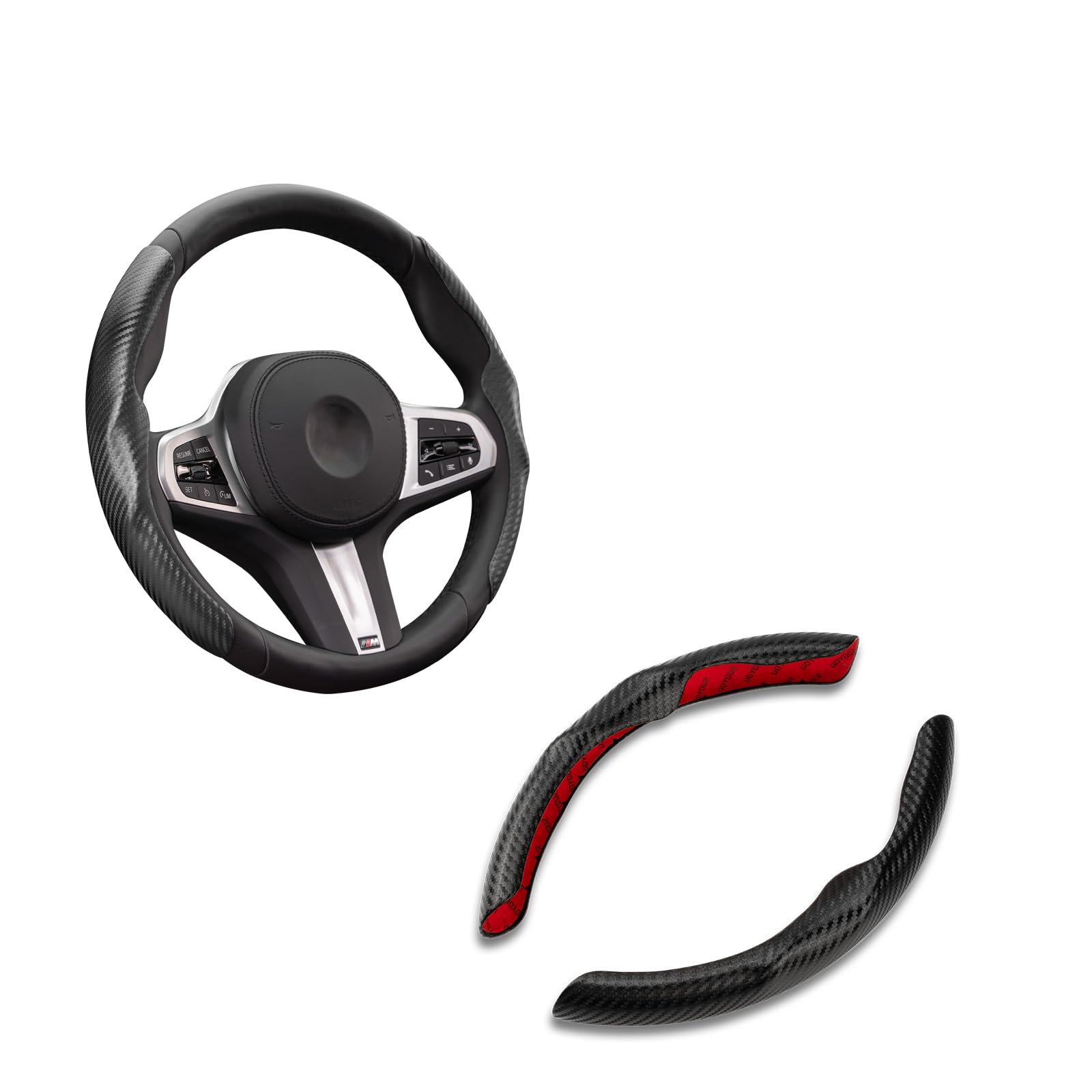 Caches De Volant pour Tesla Model 3 2017-2023 Model Y 2017-2024, Fibre de Carbone Couvre Volant, Housse Volant Protecteur de Volant Antidérapant, Noir Kit d'enveloppement de Volant pour Tesla