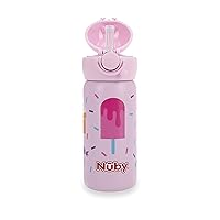Vista 8 de Nuby Thirsty Kids - Vaso de viaje o botella de agua de acero inoxidable antiderrames Flip-It Active - 14 oz - Más de 18 meses - Helado rosa