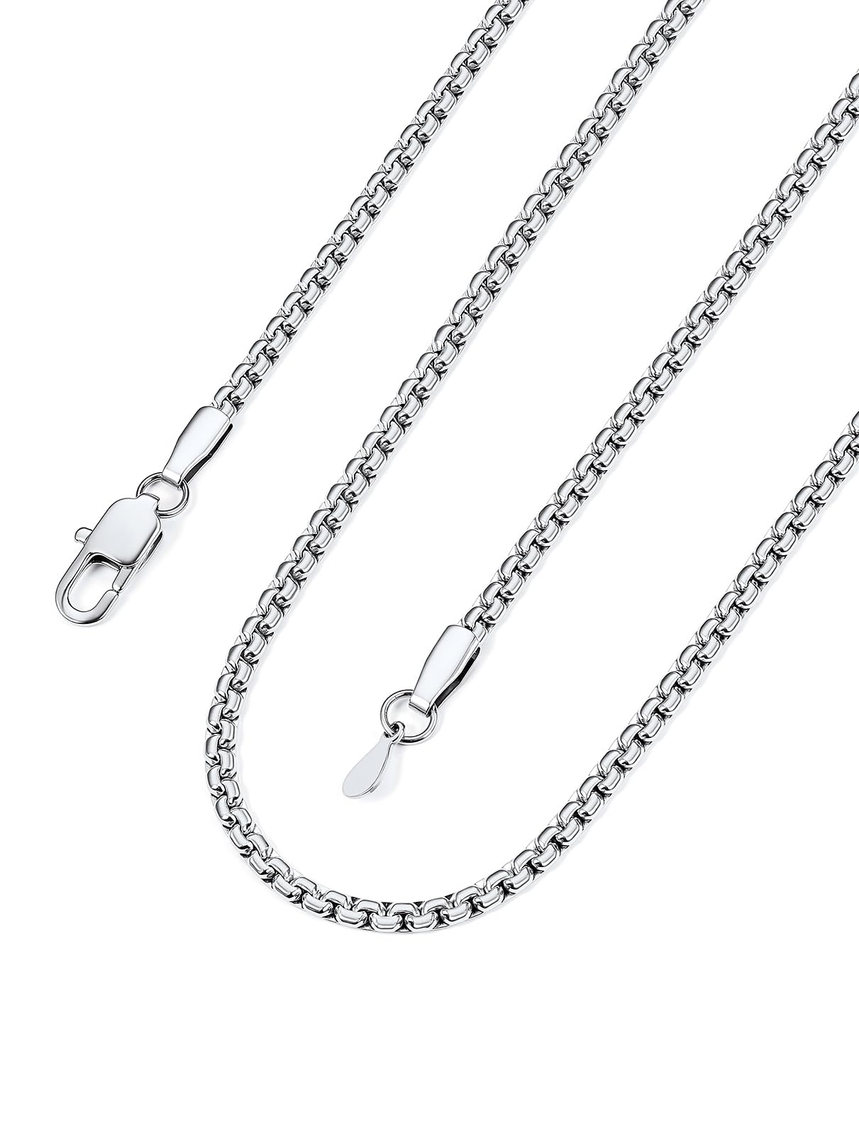 Bandmax Solid Stainless Steel 2MM 4MM 6MM 8MM Flat Box Link Chains for Men Women Silver Gold Black