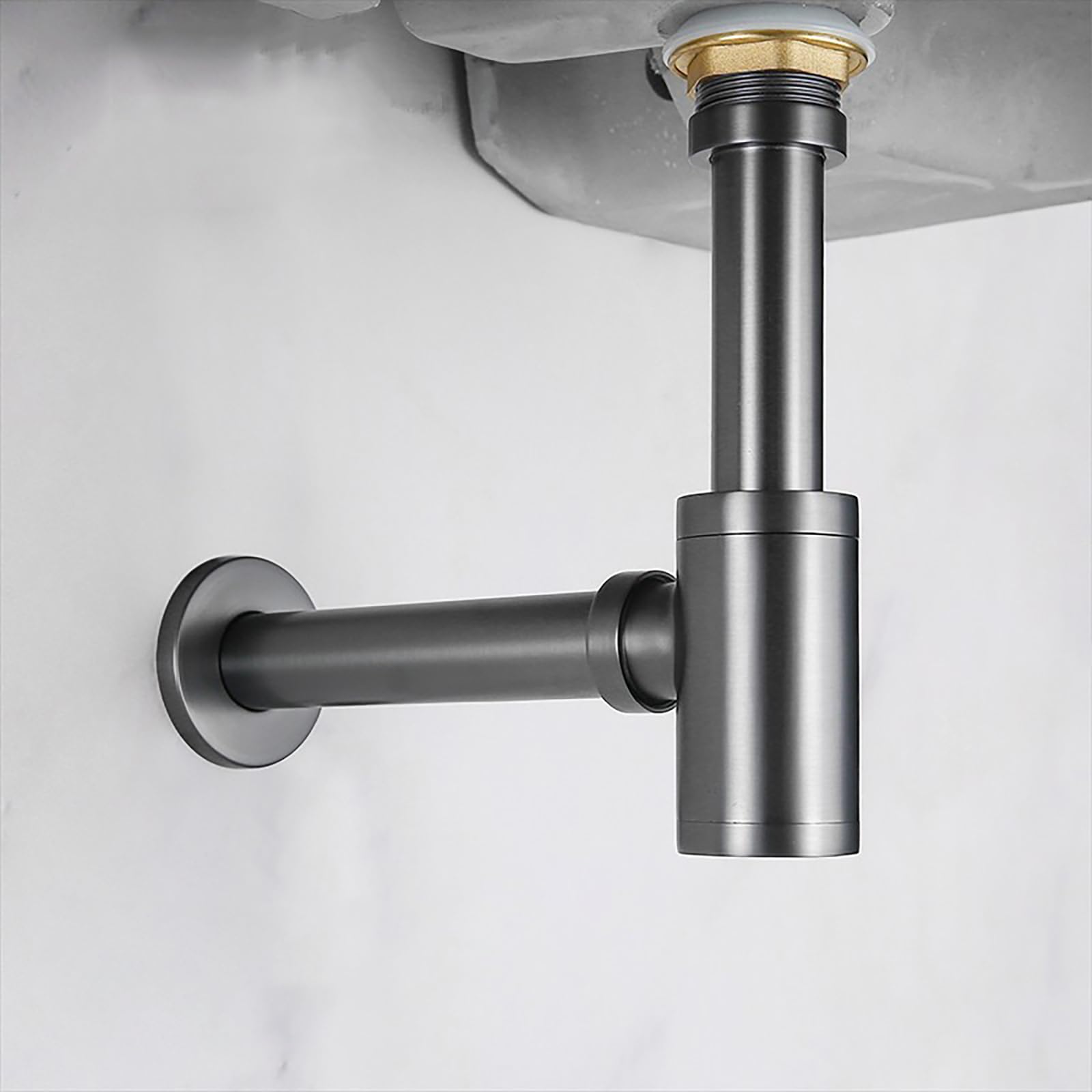 Sifon Lavabo con Válvula Click Clack Lavabo y Rebosadero,Anti-Odores,Regulable en Altura con Abertura de Limpieza,Kit de Desagüe Lavabo Desagüe Lavabo