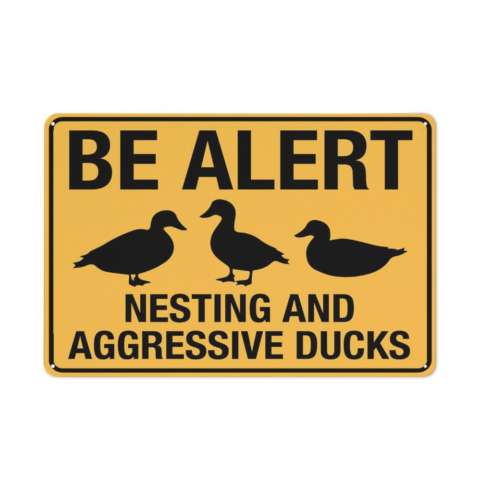 Be Alert Nesting And Aggressive Ducks Sign Warning Tin Sign Home Kitchen Farm Garden Garage Wall Decor 12X8Inch