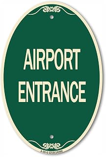 SignMission Designer Oval Series Sign - Airport Entrance | Green & Tan 12" X 18" Heavy-Gauge Aluminum Architectural Sign | Commercial Grade | Made in The USA