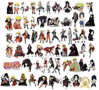 63pcs Naruto Decals Anime Cartoon Stickers Waterproof Sunlight-Proof DIY Ideals for Cars, Motorbikes, Portable luggages, Laptops