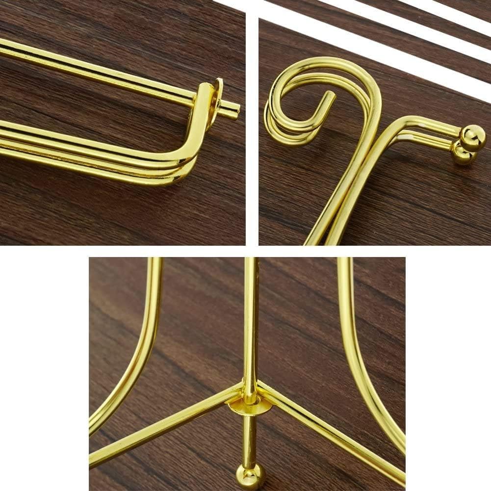 Prescent 8 inch Folding Gold Metal Frame Plate Holder Easel Stand for Picture Frame, Decorative Plates, Photo, Book, Collectibles (Gold, Pack of 2) 2