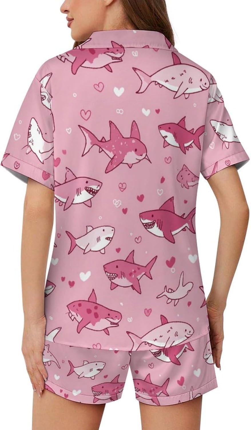 Delerain Yellow Lemons Womens Pajama Sets 2-Piece Short Sleeve Sleepwear Soft Satin Button Down Loungewear Pjs Shorts Set - Image 4