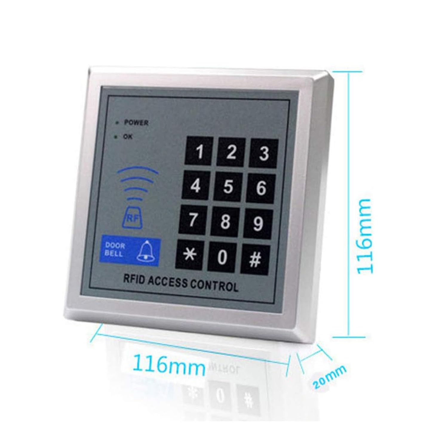 YAVIS Kit Completo Teclado de Control Acceso 125 kHz EM ID RFID Lector de código aproximación, 280 kg / 600lbs Cerradura electromagnética Waterproof NC, Fuente alimentación110-240v 3A, Timbre, botón