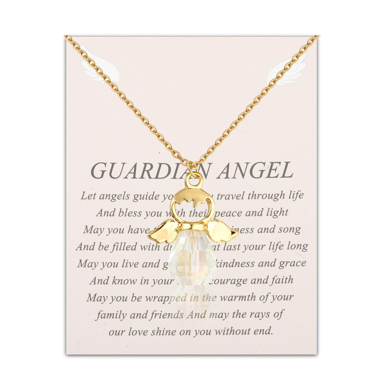 FUSTMWFUSTMW Guardian Angel Necklace Angel Wing Charm Necklace Pendant Guardian Angel Jewelry Birthday Gifts for Women