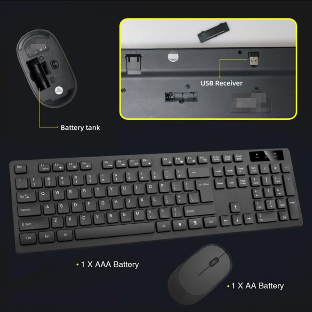Kompaktowa Bezprzewodowa Klawiatura Z Myszą I Myszką Bezprzewodową Do Laptopa, Notebooka Dla Komputerowego(White)