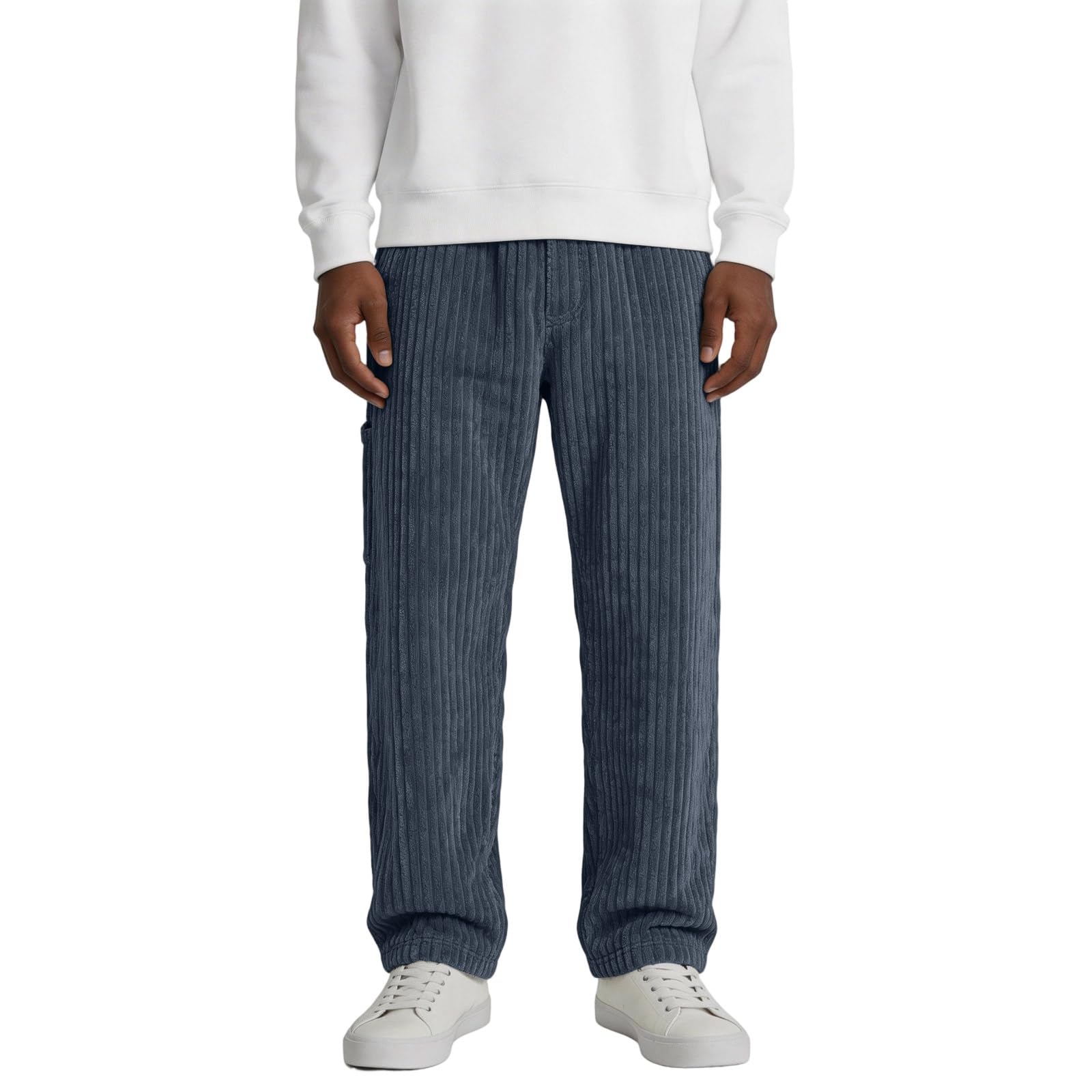 Da In Velluto A Coste Righe Verticali Casual Americano Vintage Gamba Dritta