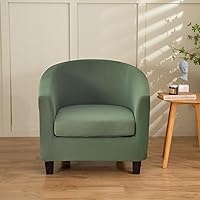 Vista 7 de Funda para silla de club, 2 piezas, color sólido, suave, elástica, redonda, para silla, protector de muebles para sala de estar, hotel, mostrador