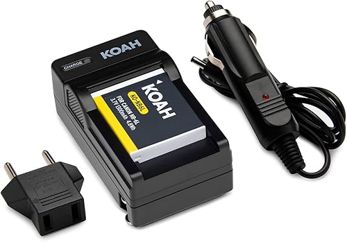Koah PRO - Batería recargable de iones de litio de 1300 mAh y cargador compatible con Canon NB-6L, NB-6LH, kit de carga de repuesto pequeño,