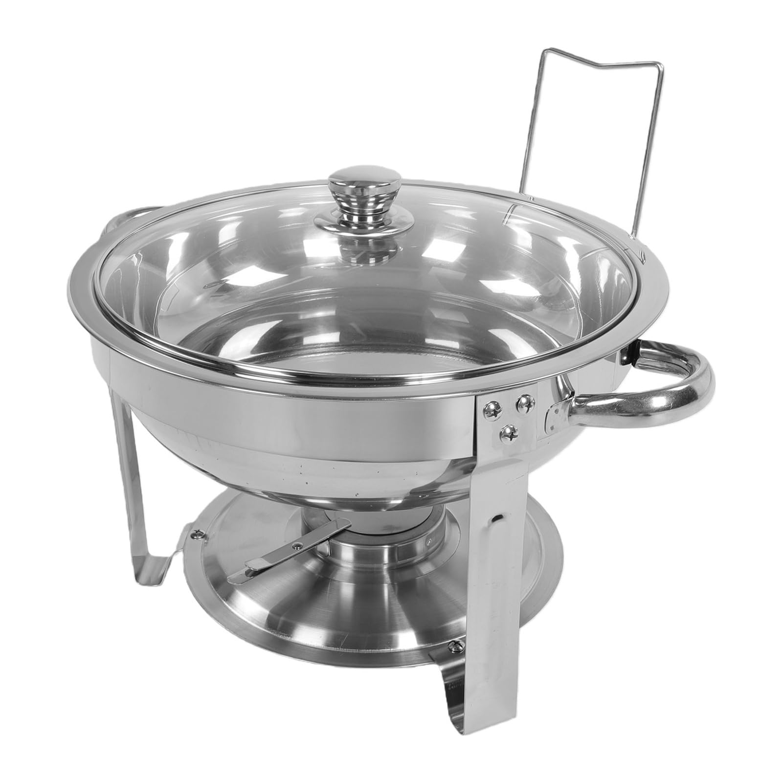 Tortiera Rotonda 4,5L Acciaio Inox Scaldavivande con Coperchio in