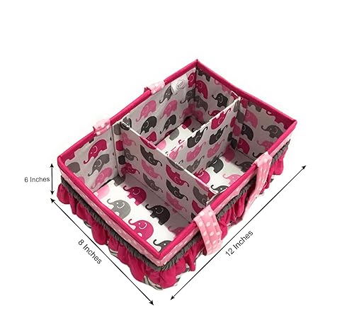 Miniatura 5 de Bacati Elephants - Organizador de almacenamiento de tela con asas, azulazul marinogris
