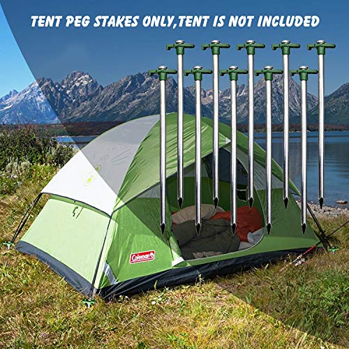 Eurmax Usa Galvanized Non-Rust Camping Family Tent Pop Up Tent Stakes Ice Tools Heavy Duty 10Pc-Pack, With 4X10Ft Ropes & 1 Stopper #TOP4