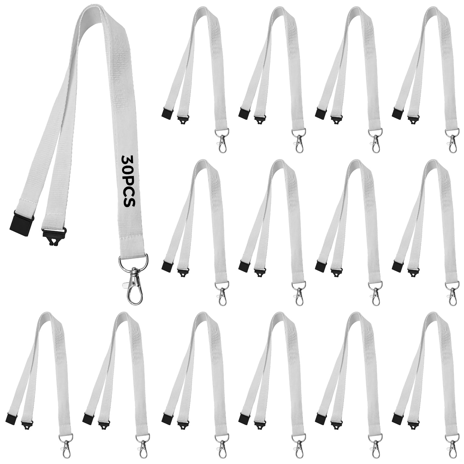 Lanyard blanc sublimation lot de 30 cordons vierges en polyester avec crochet pivotant