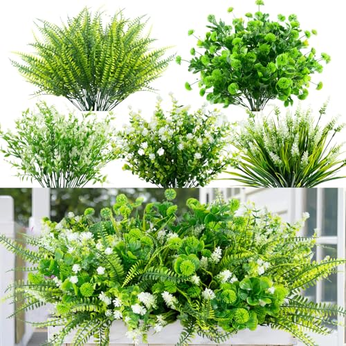 YILIUFA 14 Bundles 5 Styles Fake Plants UV Resistant Artificial