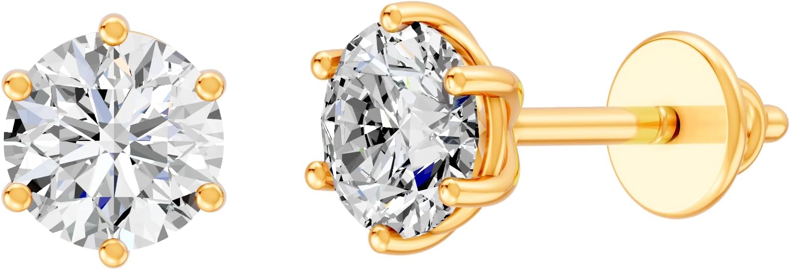 925 Sterling Silver 18 K Micron Gold Plated Stud Earrings For Women/Girls | Hypoallergenic | Anti Tarnish |6 Months Warranty