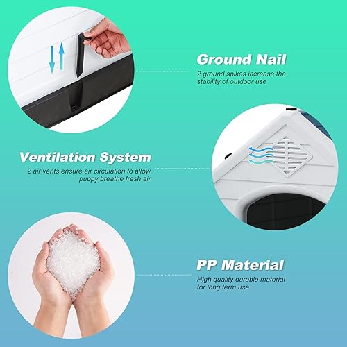 Miniatura 6 de FDW Casa para perros para interiores y exteriores, duradera, ventilada, impermeable, de plástico, para perros pequeños, medianos y grandes, con