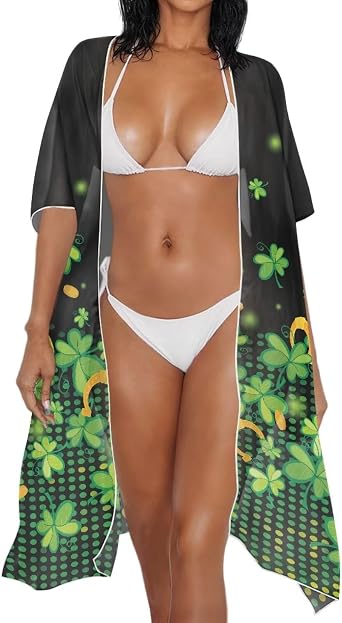 Womens Beach Coverups Casual Kimono Swimsuit Sheer Bikini Cover Up Loose Summer Swimwear Cardigan for Vacation