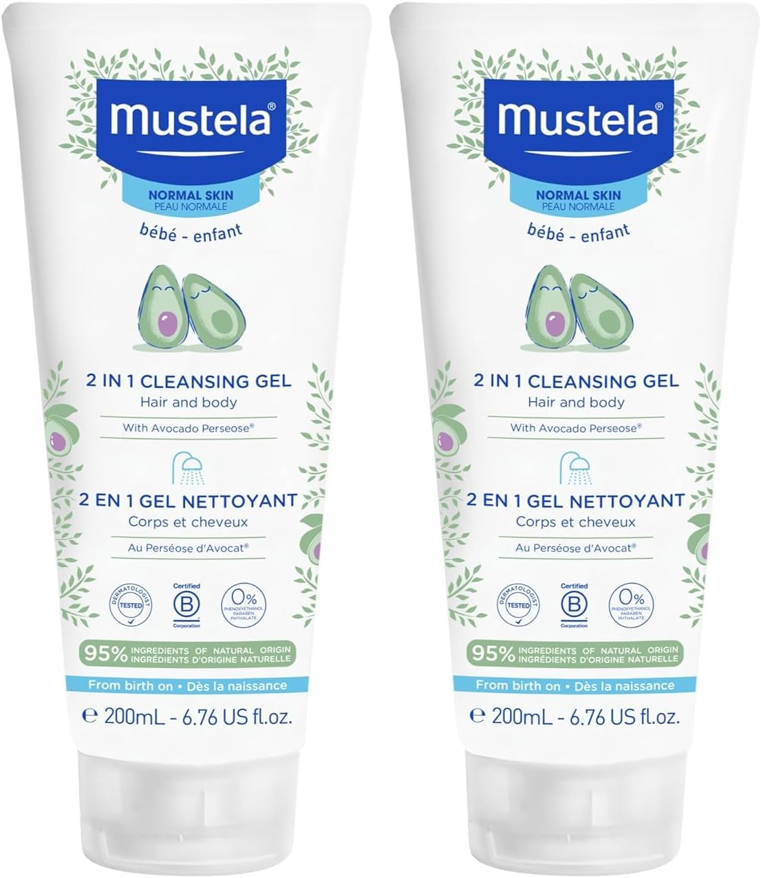 Baby 2-in-1 Cleansing Gel - Baby Body & Hair Cleanser - with Natural Avocado - Biodegradable Formula & Tear-Free - 6.76 fl. oz. - 1 or 2-Pack