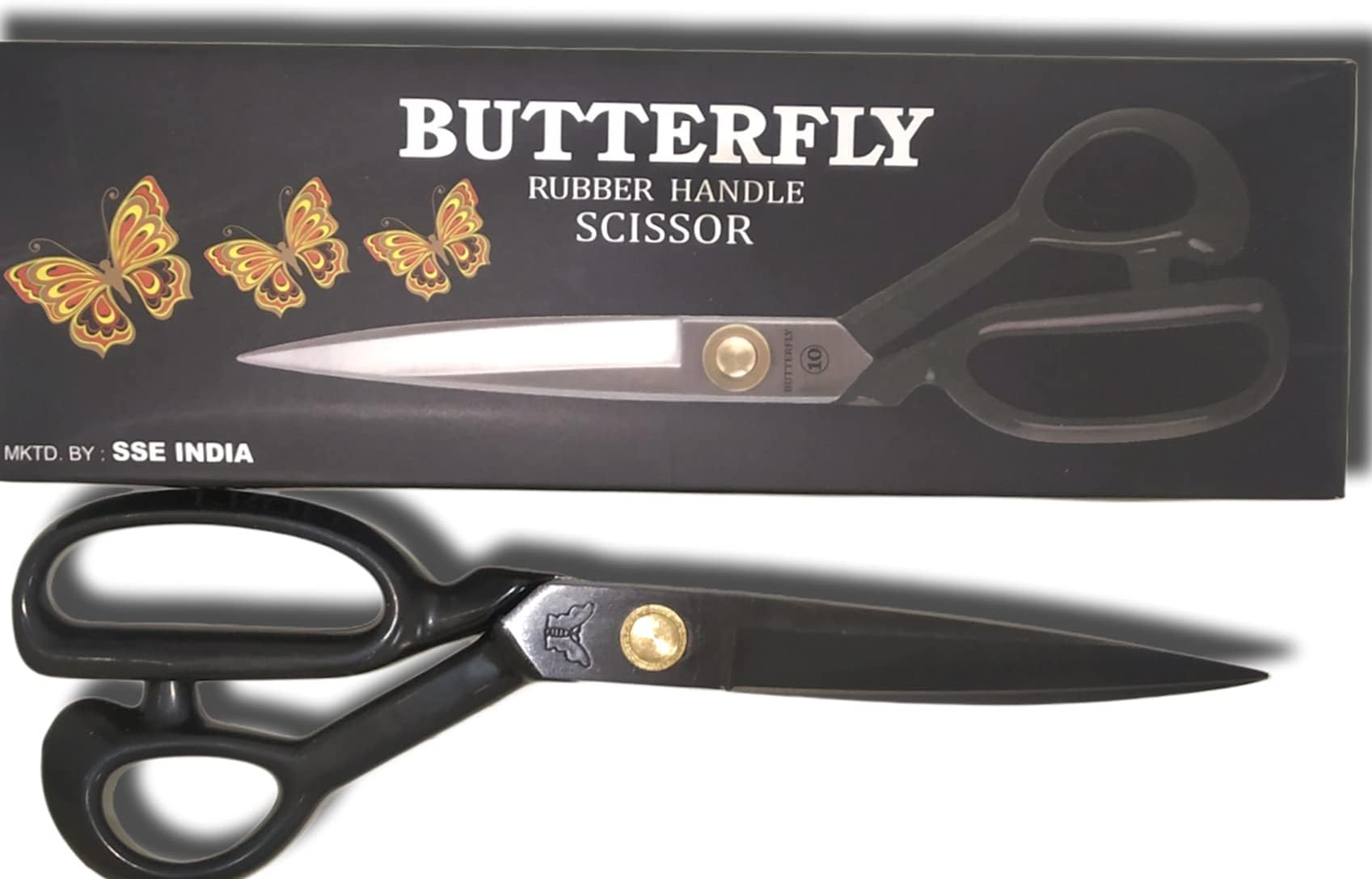 Butterfly Premium Tailoring scissors for cloth cutting - Professional Fabric Sewing anti rust stainless steel Tailor Scissors, Black - Set of 1