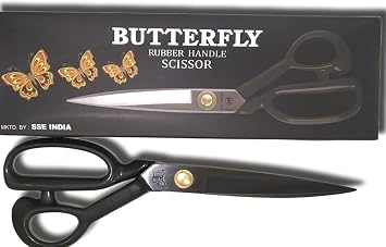 Professional Tailor Scissors 10 Inch | Combo Pack | Heavy Duty Fabric & Leather Cutting Shears | Sharp Sewing Scissors for Tailors | Dressmakers | Artists Modern, Black Butterfly Scissor