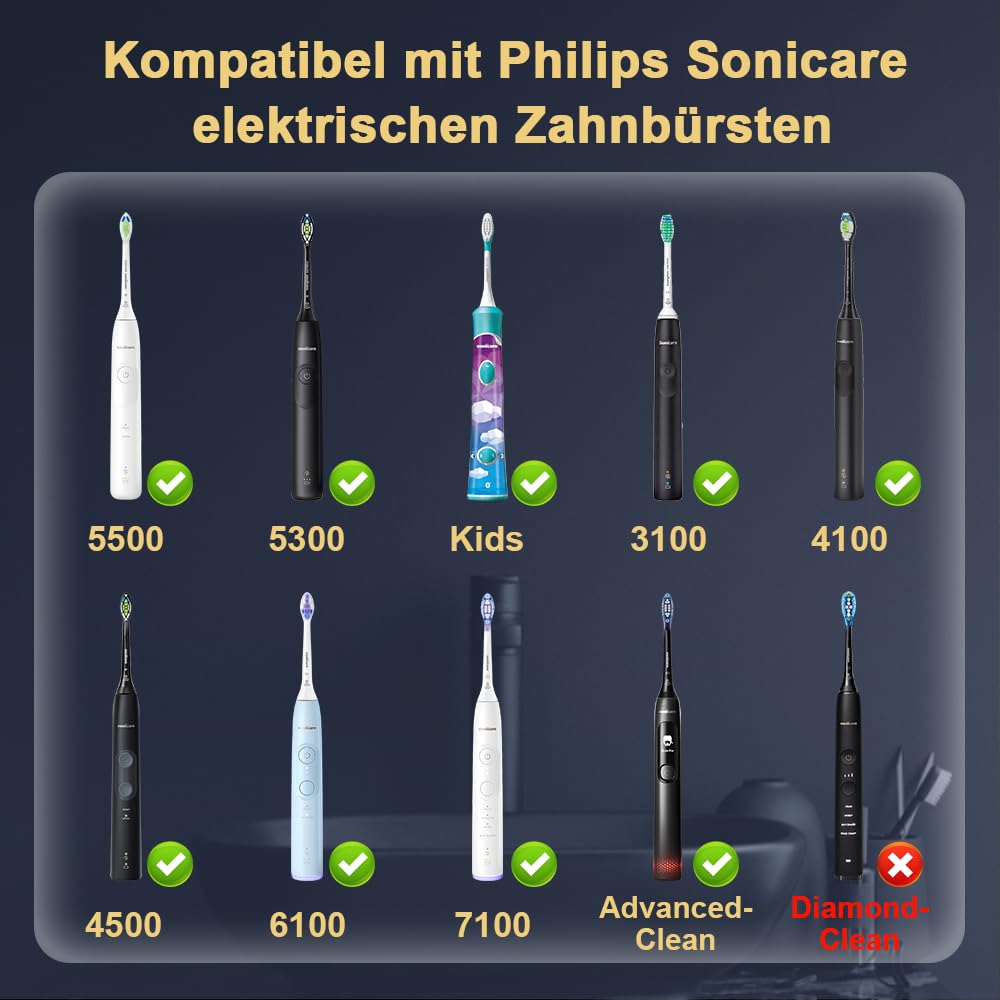 Stazione di ricarica 2 in 1, compatibile con spazzolino elettrico Philips Sonicare, caricatore da parete senza fili per 3100 4100 4500 5300 5500 6100 7100 USB C Charger Station