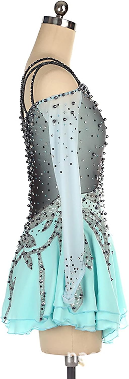 新しいフィギュアスケート 衣装 長袖，カスタマイズ可能新体操 レオタード 競技用，通気性と快適さ レッスン着 練習 競技 ダンスウェア 子