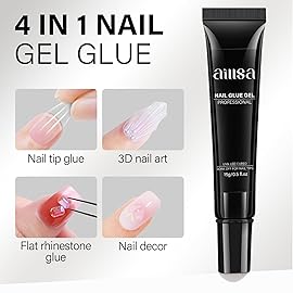 AILLSA Gel Nail Glue for Nails Tips, Solid Super Strong Gel Glues 15g Professional Fake Acrylic Soft Nails Glue U V Lamp Curing Needed - Long Lasting
