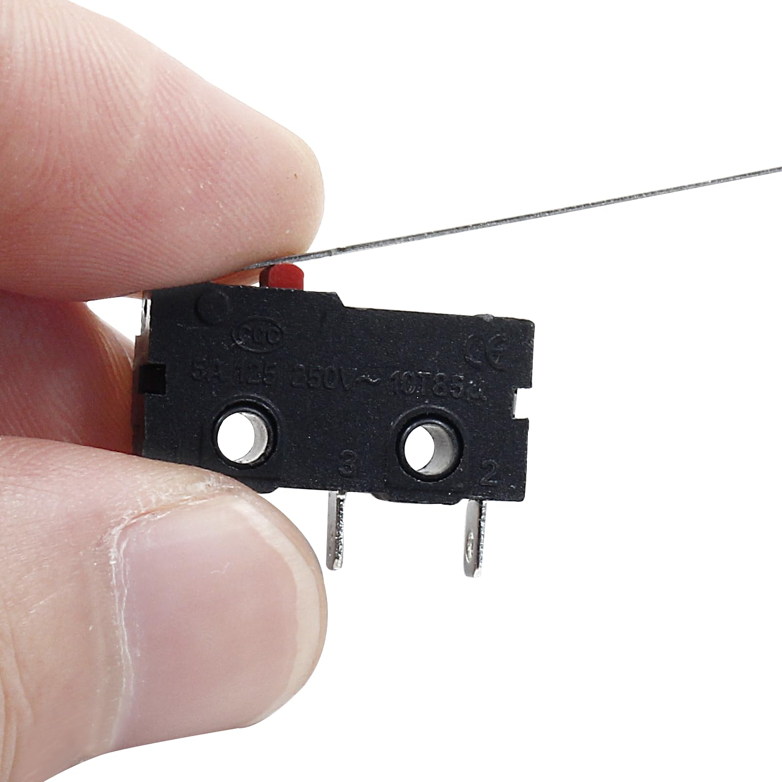Litoexpe 12pcs Mini Micro Limit Switch, 5A 125 250V AC SPDT 1NO 1NC, Snap Action Button Type Momentary Micro Switch, 3 Pin, Long Straight Hinge Lever Arm