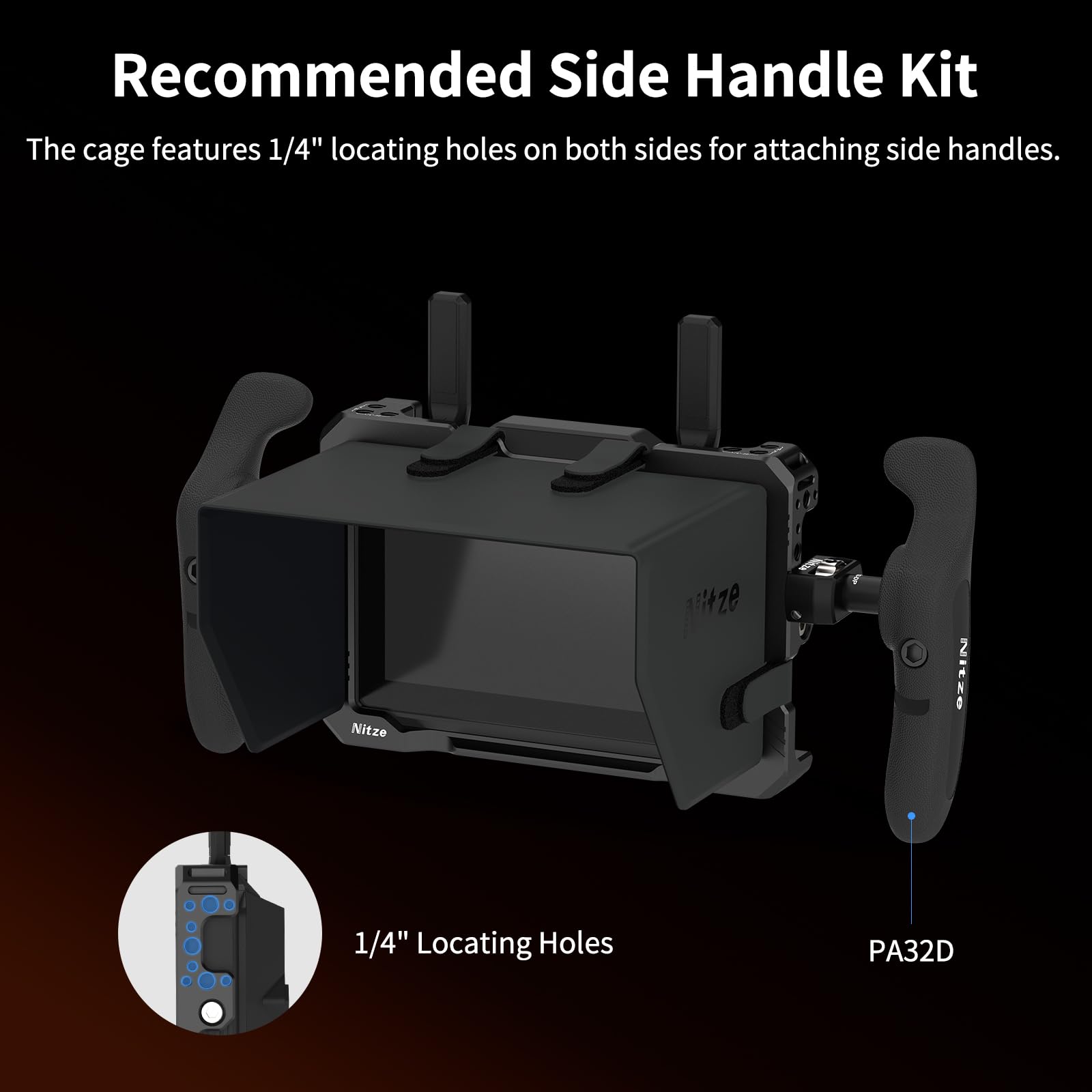 Nitze Monitor Käfig Kit für Hollyland Pyro 5, Pyro 5 Käfig mit Sonnenblende und HDMI-Kabelklemme – JT-H01B