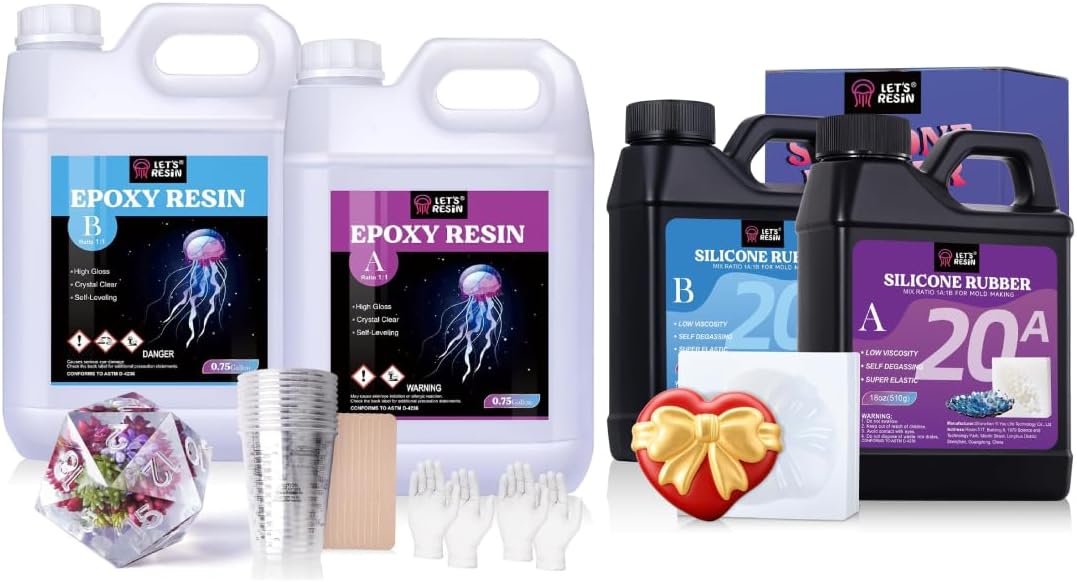 LET'S RESIN 1.5 Gallon Resin Epoxy Kit & Silicone Rubber