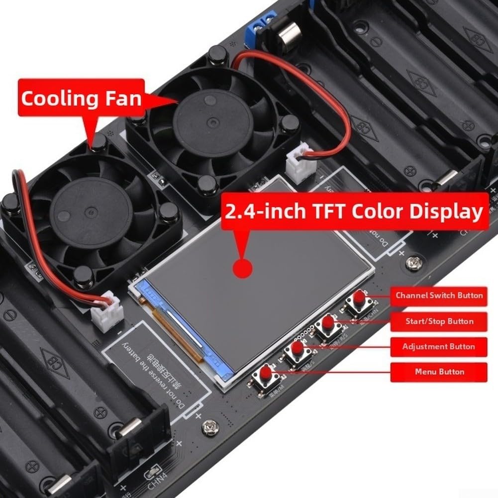 Testeur de capacité de batterie, testeur de résistance interne à 8 canaux, écran couleur incurvé de 2,4" pour test de batterie