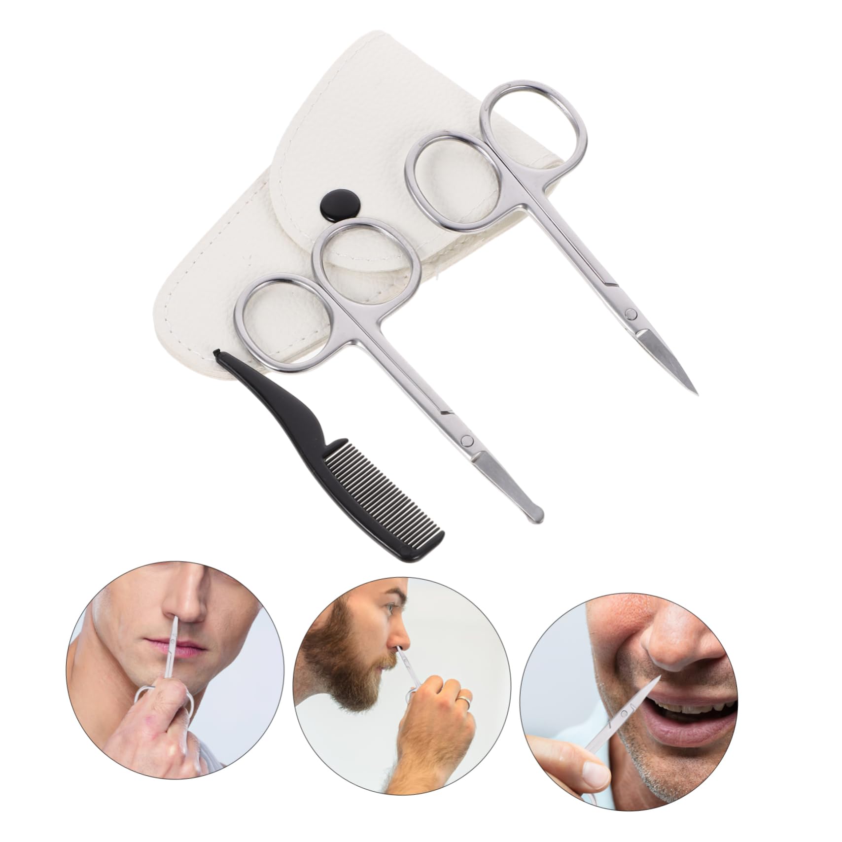 Healeved 12pezzi Forbici Per Barba e Naso Acciaio Inossidabile Kit Di Rifinitura Portatile Con Forbici Di Precisione e Pettine Piccolo