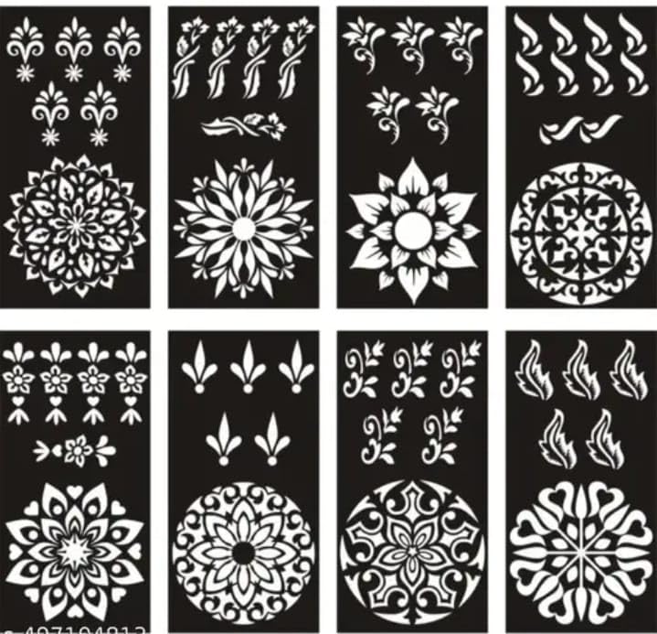 Temporary Heena Tattoo Design Stencil Set by Akkad – Easy to Use Mehndi Stickers for Women, Girls & Kids – For Hand, Face, Body & Finger – Use at Cultural Programs or Festival Celebrations-image-39