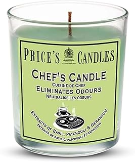 Price's - Chef's Jar Candle - Odour Eliminating Candle - Made with Basil, Patchouli & Geranium Extracts - Clean, Fresh, Quality Fragrance - Long Lasting Scent