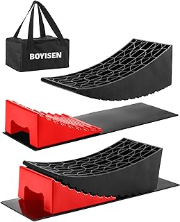 Camper Levelers 2 Pack - RV Leveling Blocks Ramp Kit Support Dual Axles,Up to 35,000lbs,RV Levelers with 2 Levelers,2 Chocks,2 Anti-Slip Mats and Carrying Bag Faster & Easier Leveling (Black)