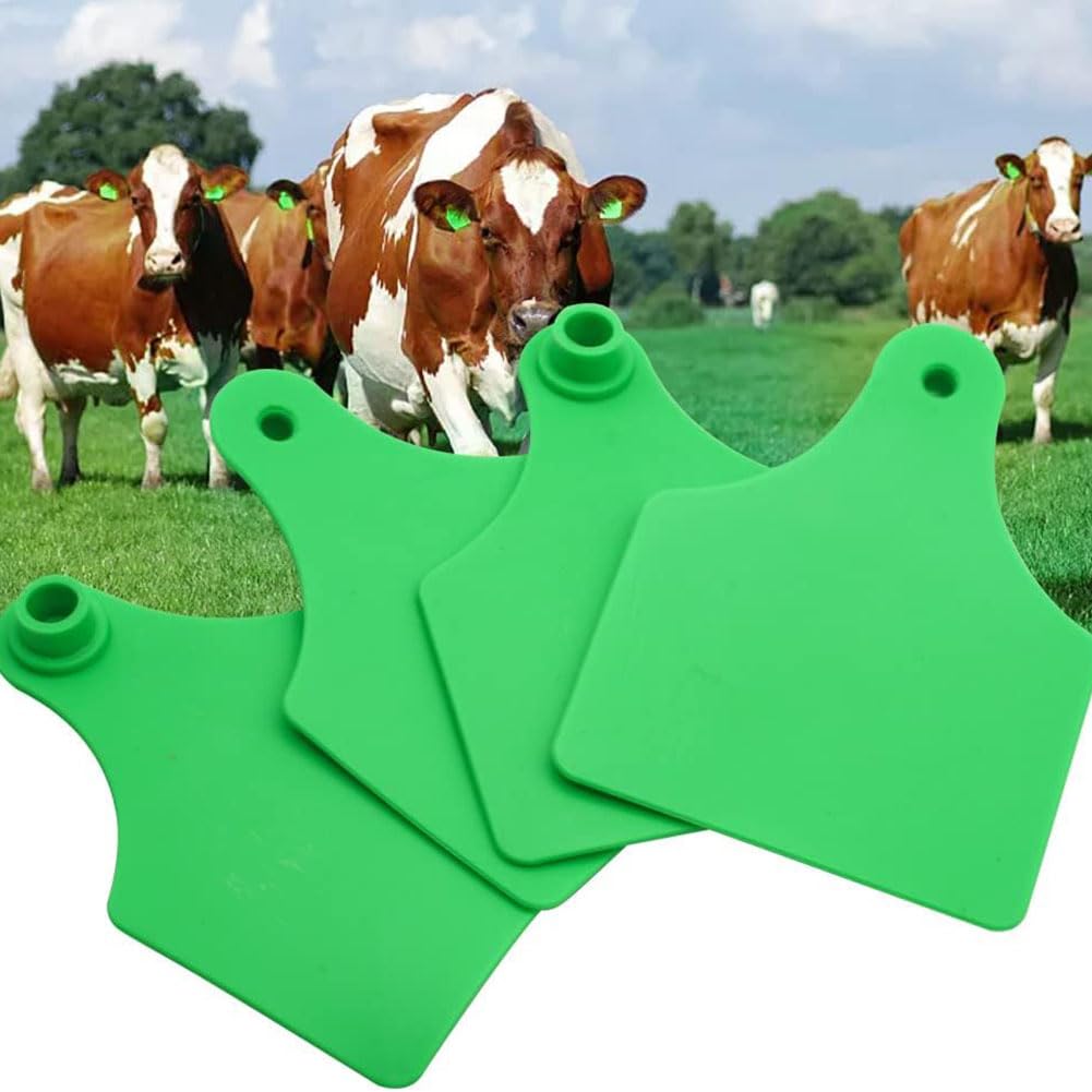 Marchi per bestiame in TPU, Confezione Da 100 Marchi Auricolari for Bestiame 6x7,5 cm Con Penna(Red,100pcs)