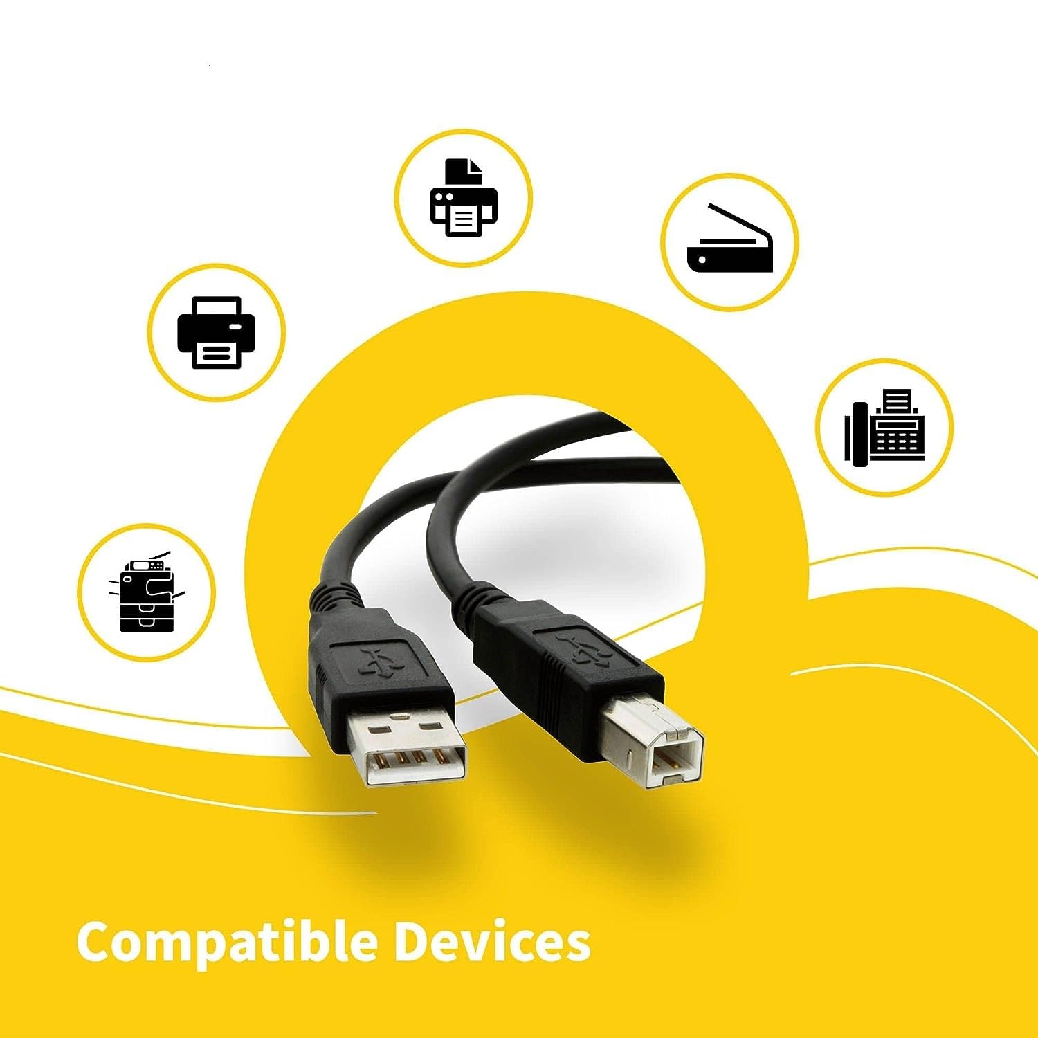 Confezione da 10 cavi USB A a B per stampante, 3 m, ad alta velocità, per scanner e stampante, compatibile con HP, Canon, Dell, Epson, Brother, Lexmark, Xerox, Samsung, Piano DAC, ecc., 3 m