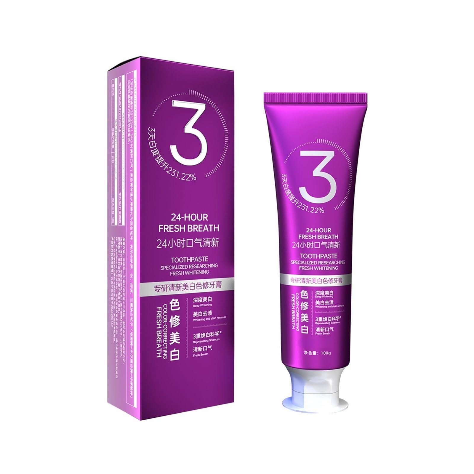 Pasta de Dientes Blanqueadora Correctora de Color 100g | Frotado suave for reducir el color amarillento de los dientes(3pcs)