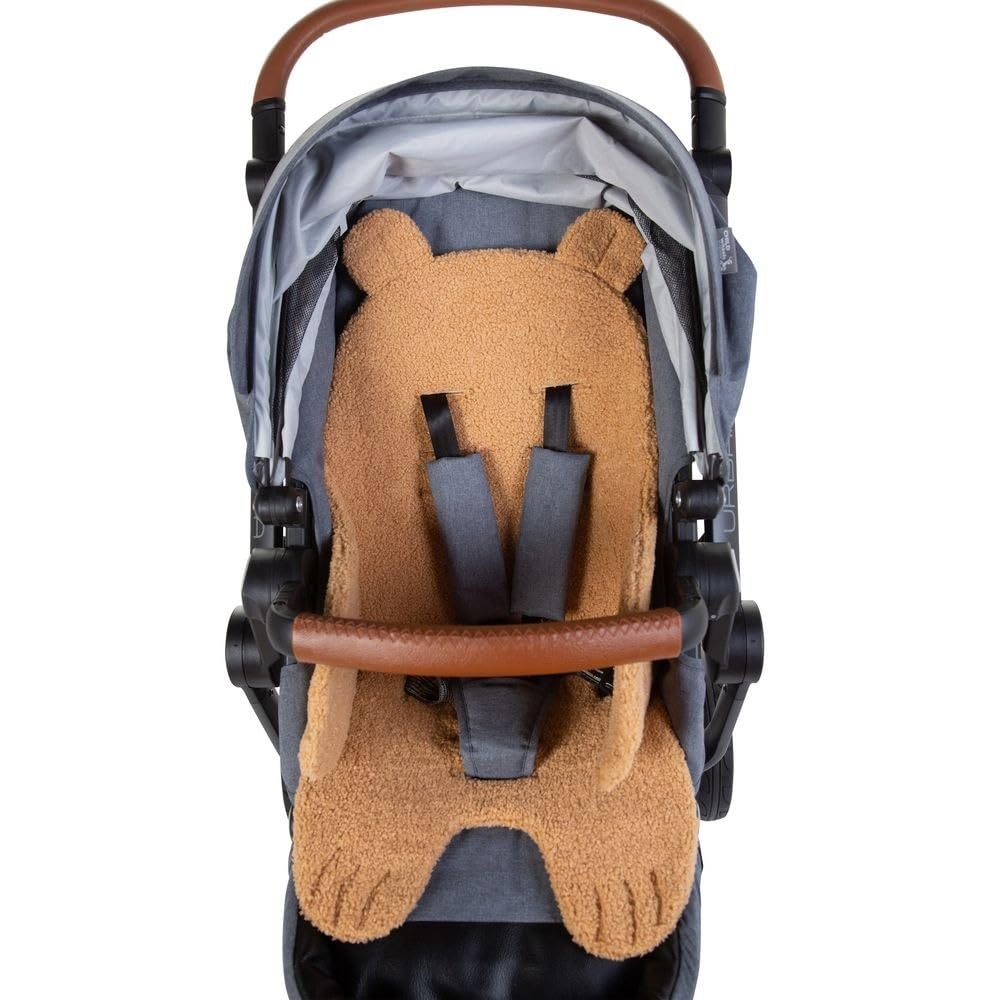 CHILDHOME - Cojín reductor universal compatible con trona, tumbona, asiento de coche, cochecito, aberturas para pasar, arnés de seguridad, suave, Teddy Beige