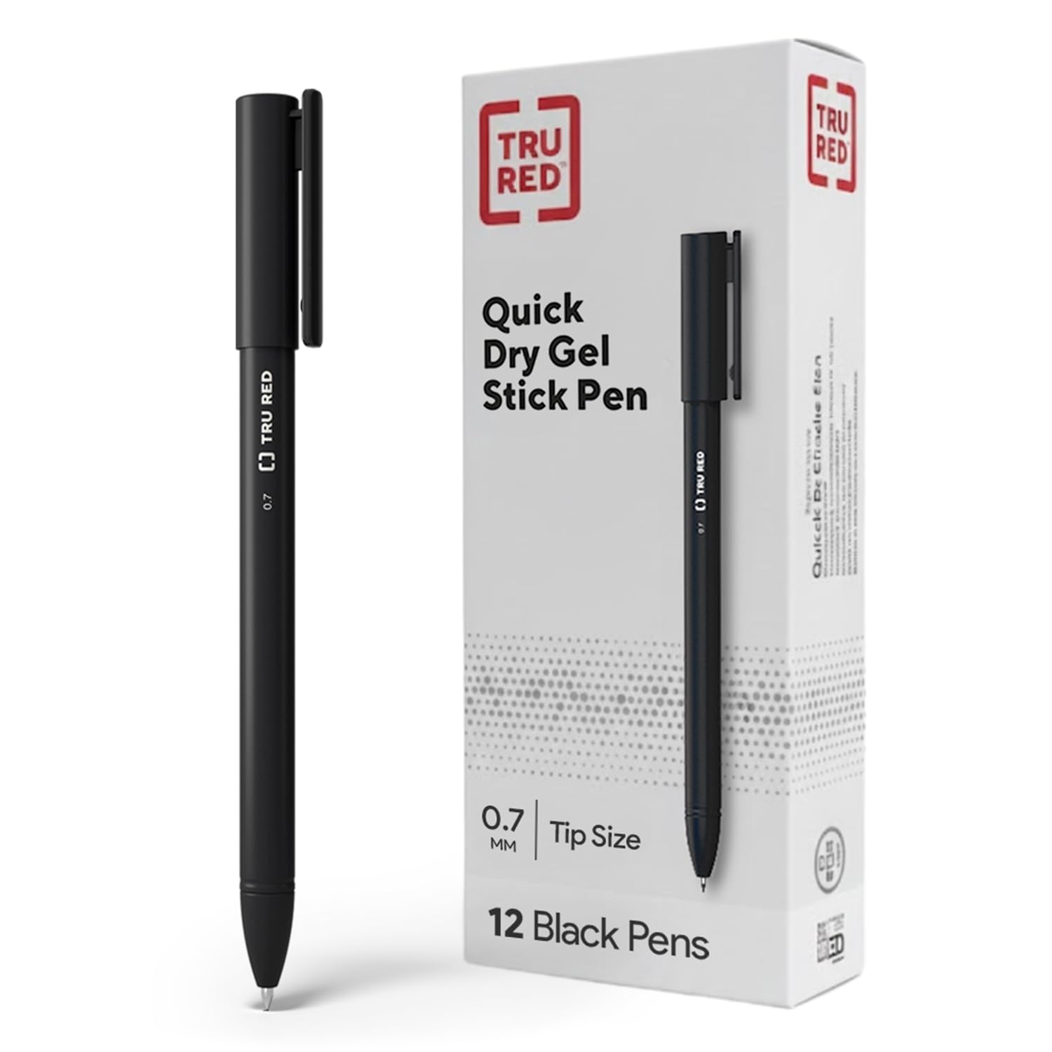 TRU RED Gel Stick Pens, Medium Point 0.7mm, Assorted Ink Colors, 12 Pack –Fast‑Drying Pens for Smooth Writing & Notes