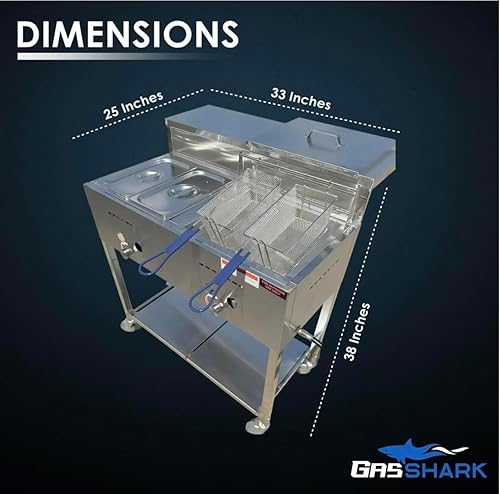 Miniatura 2 de Carro para Freidora Profunda de 2 Cestas de Alta Resistencia  Tanque Único de 3 Galones  Mesa de Vapor de 2 Bandejas  Portátil de 4 Ruedas  Acero